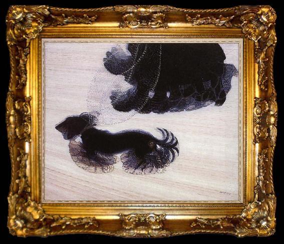 framed  giacomo balla With a chain holding the dog s dynamic, ta009-2